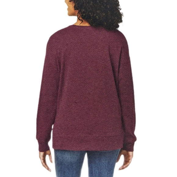 NWT Buffalo Women’s Slub Crewneck Top Size Small Burgundy Colour - Picture 6 of 6